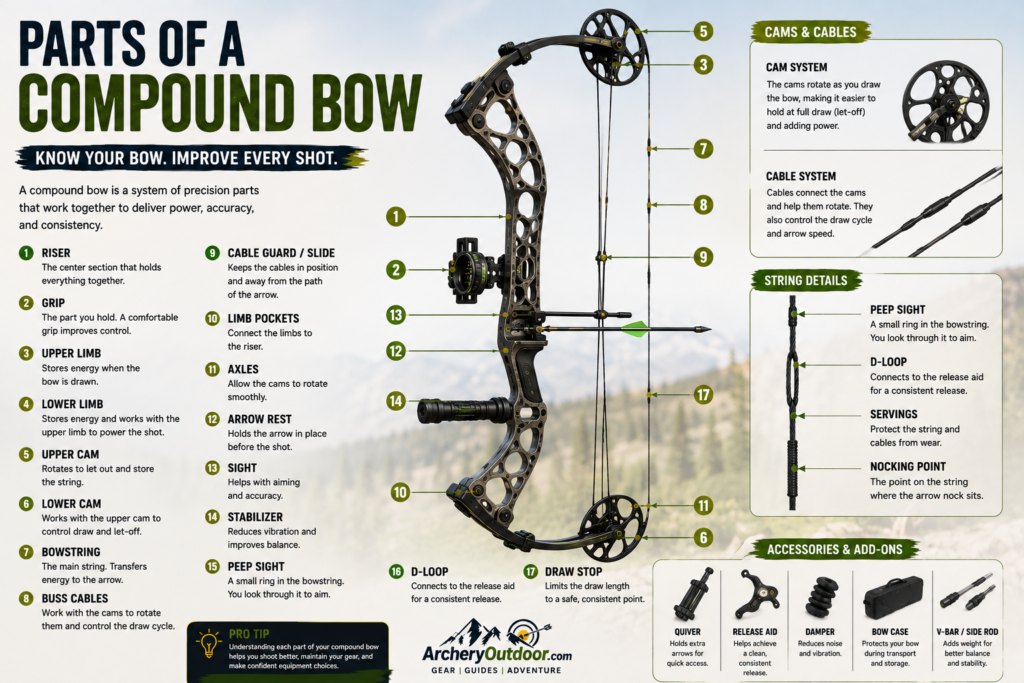 parts of a compound bow anatomy